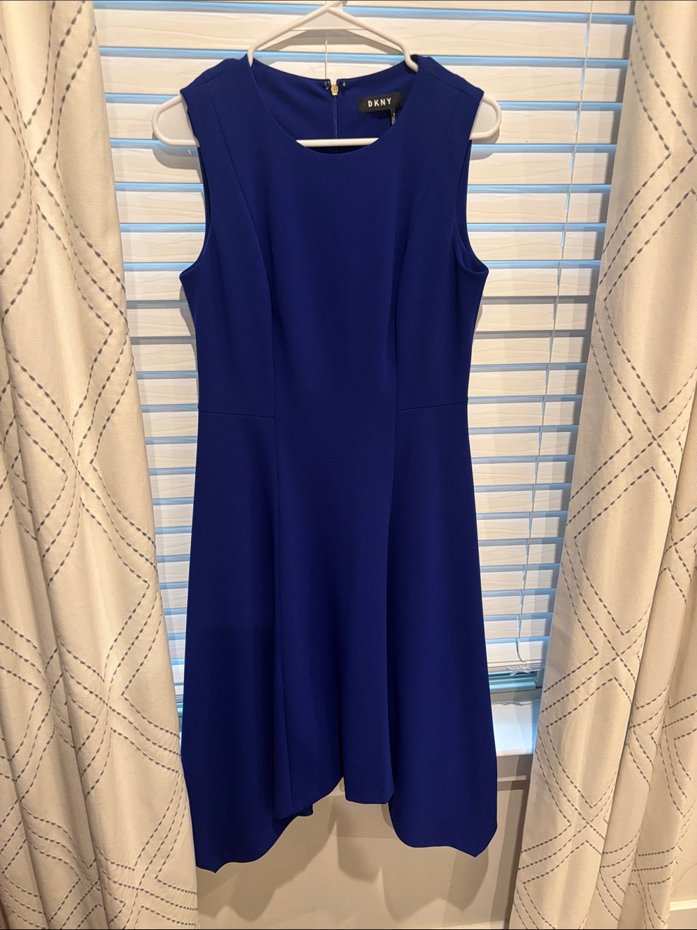 DKNY Sleeveless A-Line Dress in Cobalt Blue